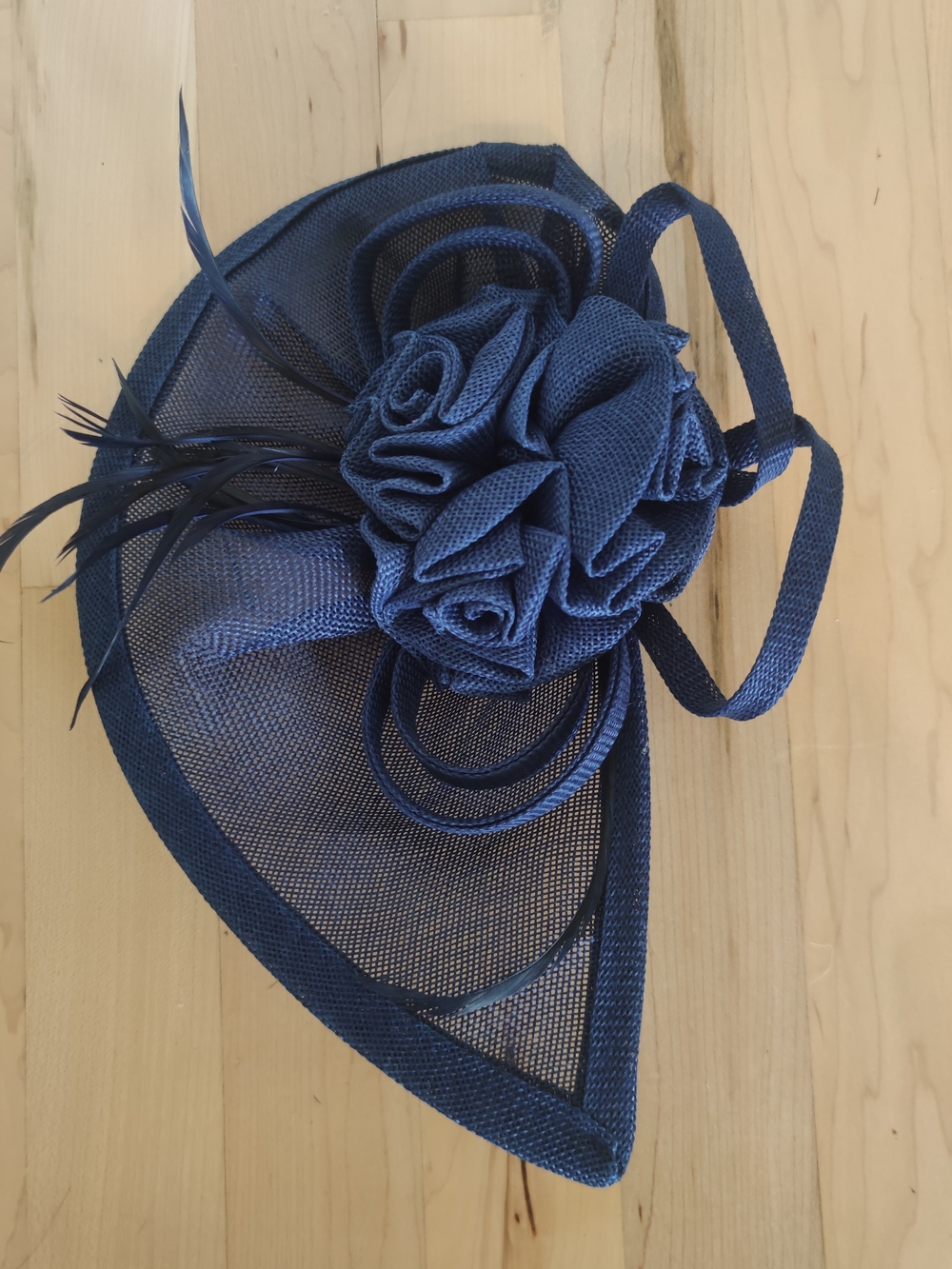 Navy Floral Mesh Fascinator Headpiece for Women